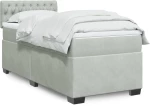 vidaXL Κρεβάτι Boxspring με Στρώμα Ανοιχτό Γκρι 90x190 εκ. Βελούδινο