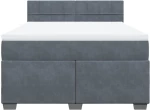 vidaXL Κρεβάτι Boxspring με Στρώμα Σκούρο Γκρι 140x190 εκ. Βελούδινο