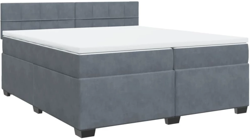 vidaXL Κρεβάτι Boxspring με Στρώμα Σκούρο Γκρι 200x200 εκ. Βελούδινο