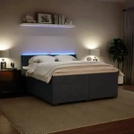 vidaXL Κρεβάτι Boxspring με Στρώμα Σκούρο Γκρι 200x200 εκ. Βελούδινο