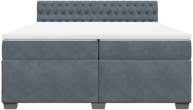 vidaXL Κρεβάτι Boxspring με Στρώμα Σκούρο Γκρι 200x200 εκ. Βελούδινο