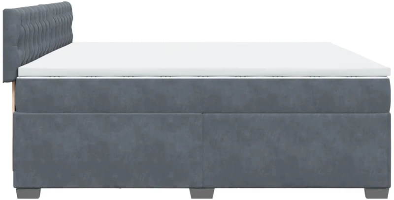 vidaXL Κρεβάτι Boxspring με Στρώμα Σκούρο Γκρι 200x200 εκ. Βελούδινο