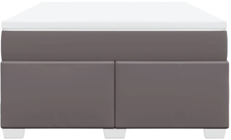 vidaXL Κρεβάτι Boxspring με Στρώμα Γκρι 140x200εκ. από Συνθετικό Δέρμα