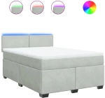 vidaXL Κρεβάτι Boxspring με Στρώμα Ανοιχτό Γκρι 140x200 εκ. Βελούδινο