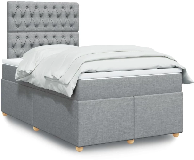 vidaXL Κρεβάτι Boxspring με Στρώμα Ανοιχτό Γκρι 120x200 εκ. Υφασμάτινο