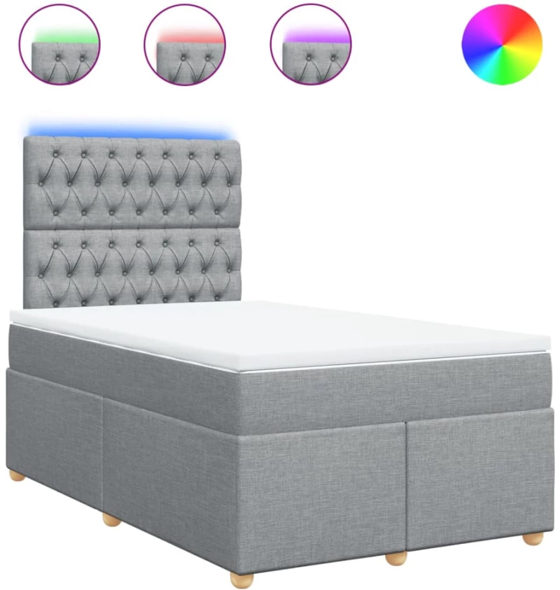 vidaXL Κρεβάτι Boxspring με Στρώμα Ανοιχτό Γκρι 120x200 εκ. Υφασμάτινο