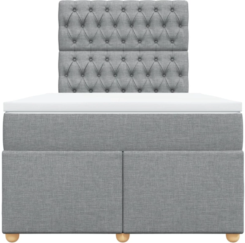 vidaXL Κρεβάτι Boxspring με Στρώμα Ανοιχτό Γκρι 120x200 εκ. Υφασμάτινο