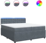 vidaXL Κρεβάτι Boxspring με Στρώμα Σκούρο Γκρι 200x200 εκ. Βελούδινο