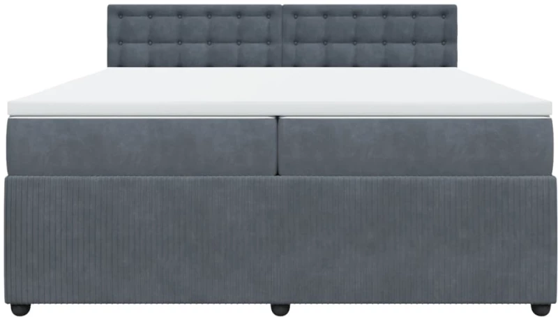 vidaXL Κρεβάτι Boxspring με Στρώμα Σκούρο Γκρι 200x200 εκ. Βελούδινο
