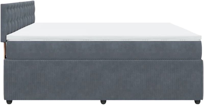 vidaXL Κρεβάτι Boxspring με Στρώμα Σκούρο Γκρι 200x200 εκ. Βελούδινο