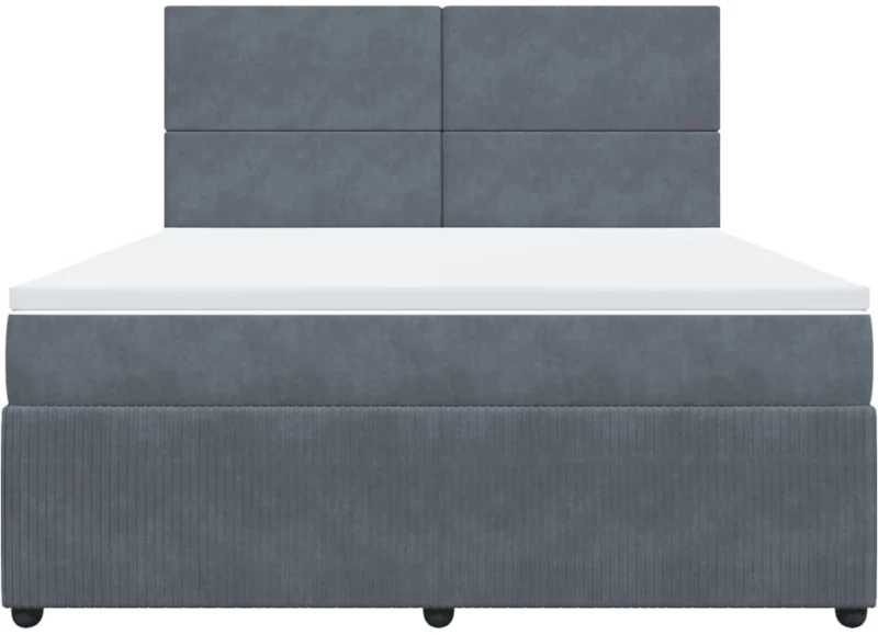 vidaXL Κρεβάτι Boxspring με Στρώμα Σκούρο Γκρι 180x200 εκ. Βελούδινο