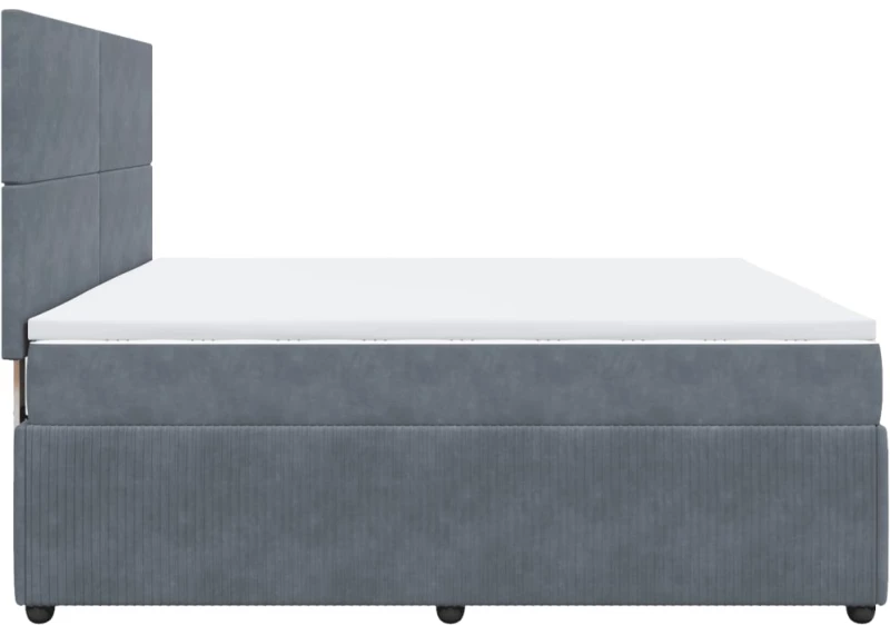 vidaXL Κρεβάτι Boxspring με Στρώμα Σκούρο Γκρι 180x200 εκ. Βελούδινο