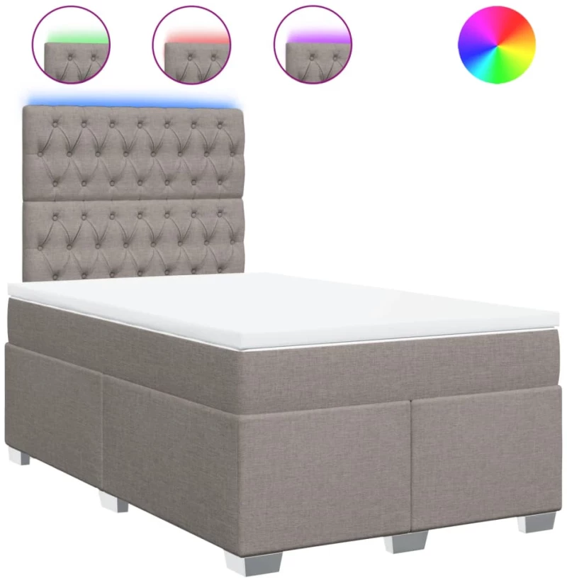 vidaXL Κρεβάτι Boxspring με Στρώμα Taupe 120x200 εκ. Υφασμάτινο