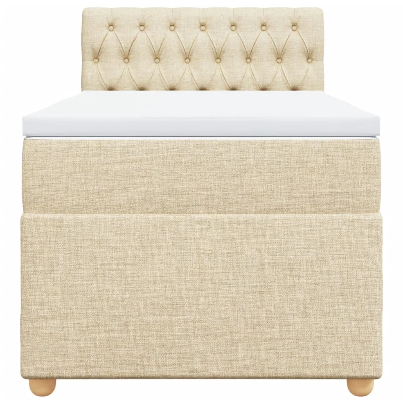 vidaXL Κρεβάτι Boxspring με Στρώμα Κρεμ 90x190 εκ.Υφασμάτινο