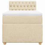 vidaXL Κρεβάτι Boxspring με Στρώμα Κρεμ 90x190 εκ.Υφασμάτινο