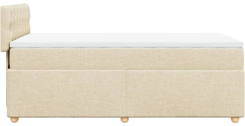 vidaXL Κρεβάτι Boxspring με Στρώμα Κρεμ 90x190 εκ.Υφασμάτινο