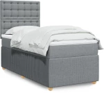 vidaXL Κρεβάτι Boxspring με Στρώμα Ανοιχτό Γκρι 90x190 εκ. Υφασμάτινο