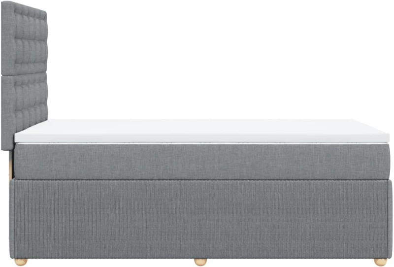 vidaXL Κρεβάτι Boxspring με Στρώμα Ανοιχτό Γκρι 90x190 εκ. Υφασμάτινο