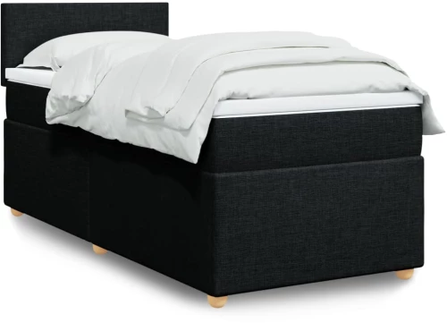 vidaXL Κρεβάτι Boxspring με Στρώμα Μαύρο 90x200 εκ. Υφασμάτινο