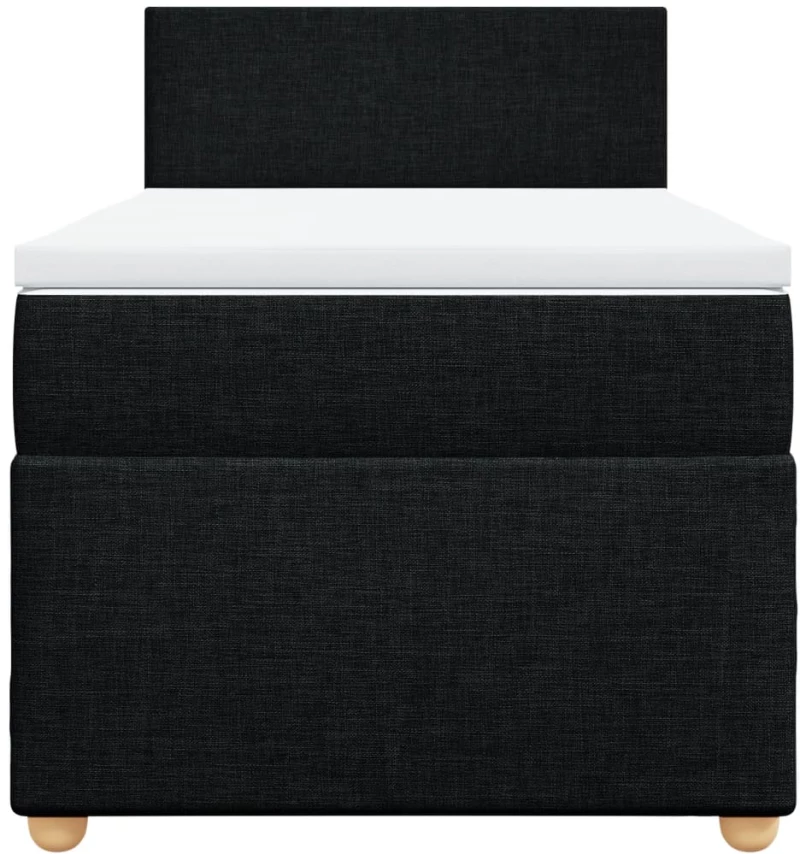 vidaXL Κρεβάτι Boxspring με Στρώμα Μαύρο 90x200 εκ. Υφασμάτινο