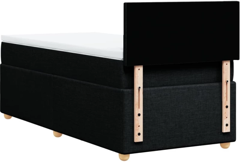 vidaXL Κρεβάτι Boxspring με Στρώμα Μαύρο 90x200 εκ. Υφασμάτινο