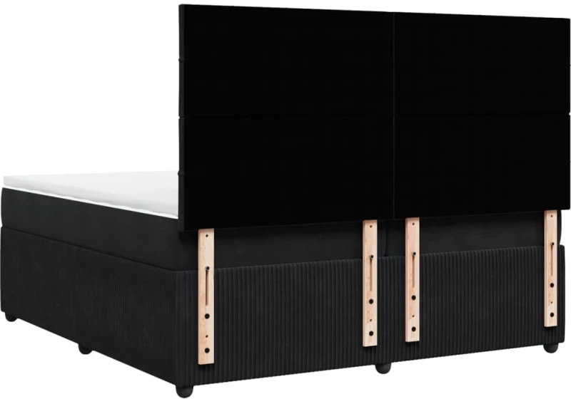 vidaXL Κρεβάτι Boxspring με Στρώμα Μαύρο 200x200 εκ. Βελούδινο