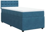 vidaXL Κρεβάτι Boxspring με Στρώμα Μπλε 100x200 εκ. Βελούδινο