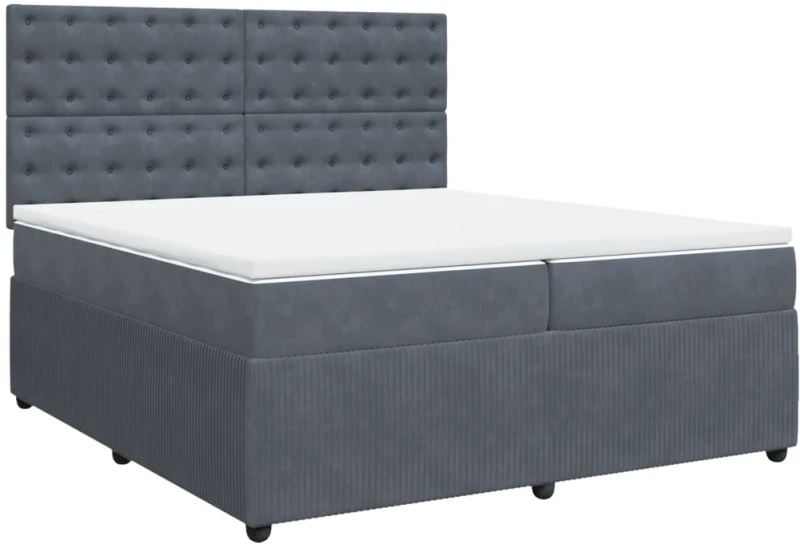 vidaXL Κρεβάτι Boxspring με Στρώμα Σκούρο Γκρι 200x200 εκ. Βελούδινο