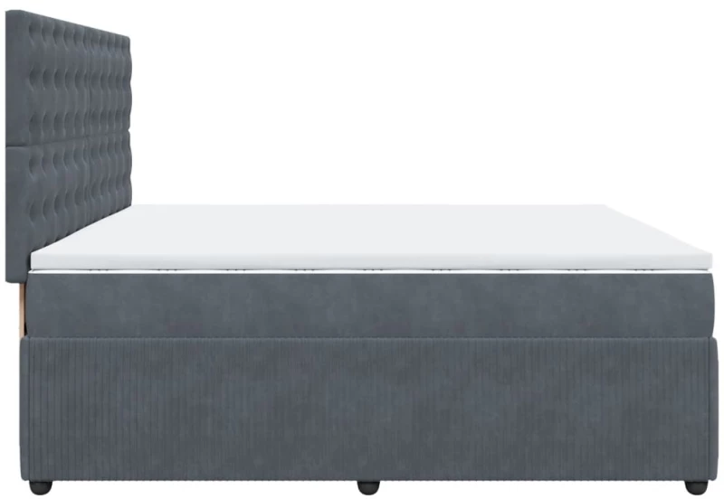 vidaXL Κρεβάτι Boxspring με Στρώμα Σκούρο Γκρι 200x200 εκ. Βελούδινο
