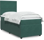 vidaXL Κρεβάτι Boxspring με Στρώμα Σκούρο Πράσινο 100x200εκ. Βελούδινο