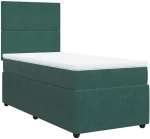 vidaXL Κρεβάτι Boxspring με Στρώμα Σκούρο Πράσινο 100x200εκ. Βελούδινο