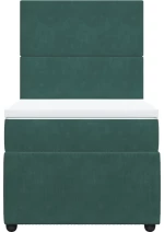 vidaXL Κρεβάτι Boxspring με Στρώμα Σκούρο Πράσινο 100x200εκ. Βελούδινο