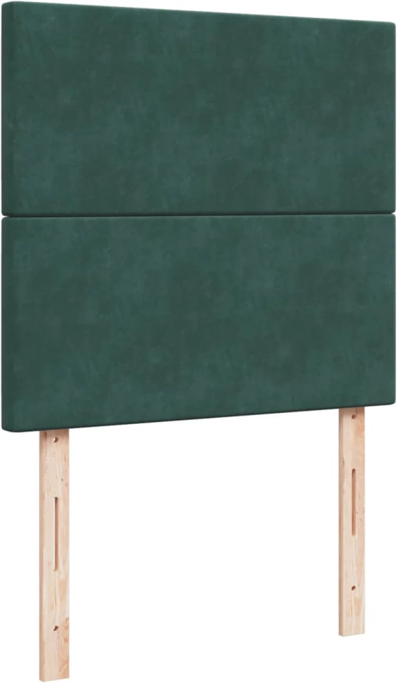 vidaXL Κρεβάτι Boxspring με Στρώμα Σκούρο Πράσινο 100x200εκ. Βελούδινο