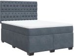 vidaXL Κρεβάτι Boxspring με Στρώμα Σκούρο Γκρι 140x190 εκ. Βελούδινο