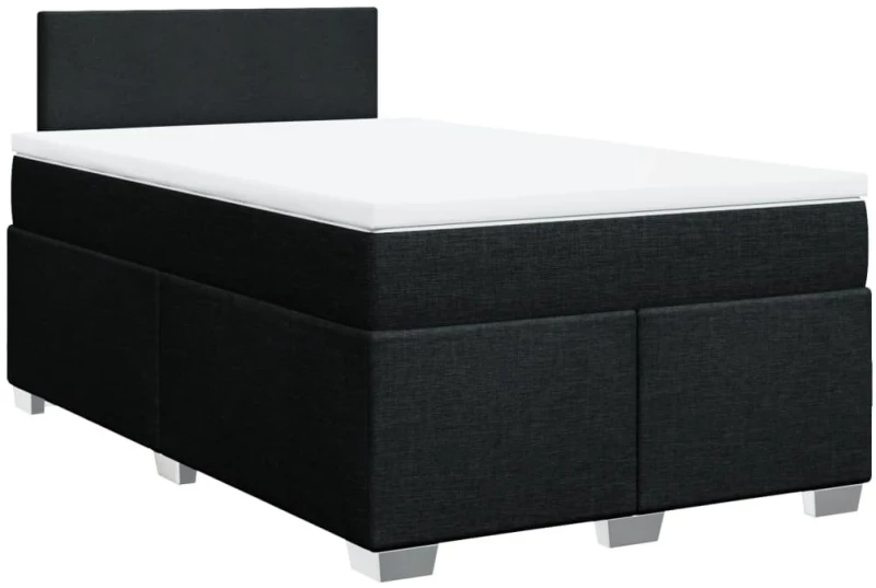 vidaXL Κρεβάτι Boxspring με Στρώμα Μαύρο 120x190 εκ. Υφασμάτινο
