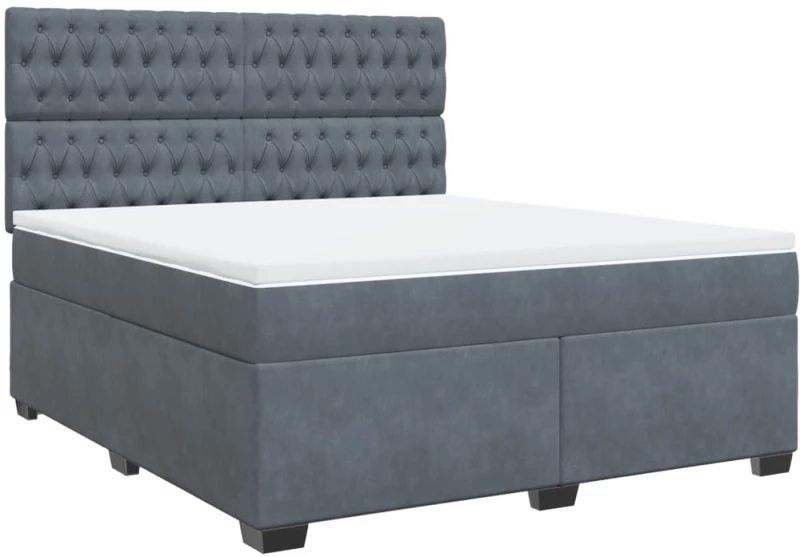 vidaXL Κρεβάτι Boxspring με Στρώμα Σκούρο Γκρι 180x200 εκ. Βελούδινο