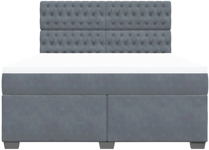vidaXL Κρεβάτι Boxspring με Στρώμα Σκούρο Γκρι 180x200 εκ. Βελούδινο