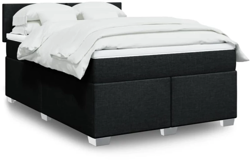 vidaXL Κρεβάτι Boxspring με Στρώμα Μαύρο 140x200 εκ. Υφασμάτινο
