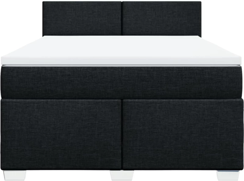 vidaXL Κρεβάτι Boxspring με Στρώμα Μαύρο 140x200 εκ. Υφασμάτινο