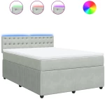 vidaXL Κρεβάτι Boxspring με Στρώμα Ανοιχτό Γκρι 160x200 εκ. Βελούδινο