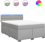 vidaXL Κρεβάτι Boxspring με Στρώμα Ανοιχτό Γκρι 140x200 εκ. Υφασμάτινο