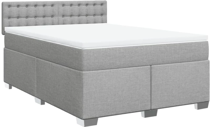 vidaXL Κρεβάτι Boxspring με Στρώμα Ανοιχτό Γκρι 140x200 εκ. Υφασμάτινο