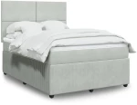 vidaXL Κρεβάτι Boxspring με Στρώμα Ανοιχτό Γκρι 160x200 εκ. Βελούδινο