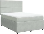 vidaXL Κρεβάτι Boxspring με Στρώμα Ανοιχτό Γκρι 160x200 εκ. Βελούδινο