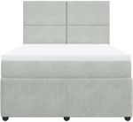 vidaXL Κρεβάτι Boxspring με Στρώμα Ανοιχτό Γκρι 160x200 εκ. Βελούδινο