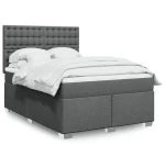 vidaXL Κρεβάτι Boxspring με Στρώμα Σκούρο Γκρι 140x200 εκ Υφασμάτινο