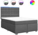 vidaXL Κρεβάτι Boxspring με Στρώμα Σκούρο Γκρι 140x200 εκ Υφασμάτινο