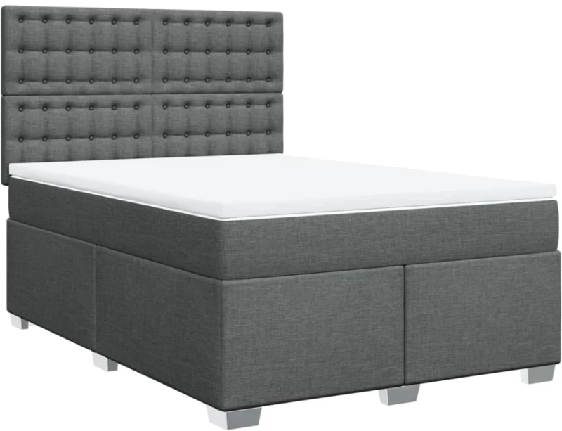 vidaXL Κρεβάτι Boxspring με Στρώμα Σκούρο Γκρι 140x200 εκ Υφασμάτινο