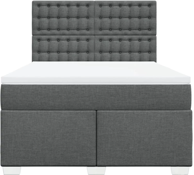 vidaXL Κρεβάτι Boxspring με Στρώμα Σκούρο Γκρι 140x200 εκ Υφασμάτινο