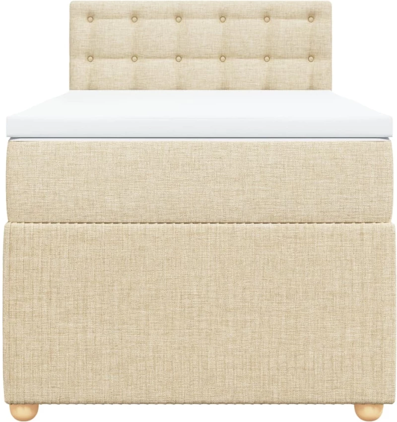 vidaXL Κρεβάτι Boxspring με Στρώμα Κρεμ 90x190 εκ.Υφασμάτινο